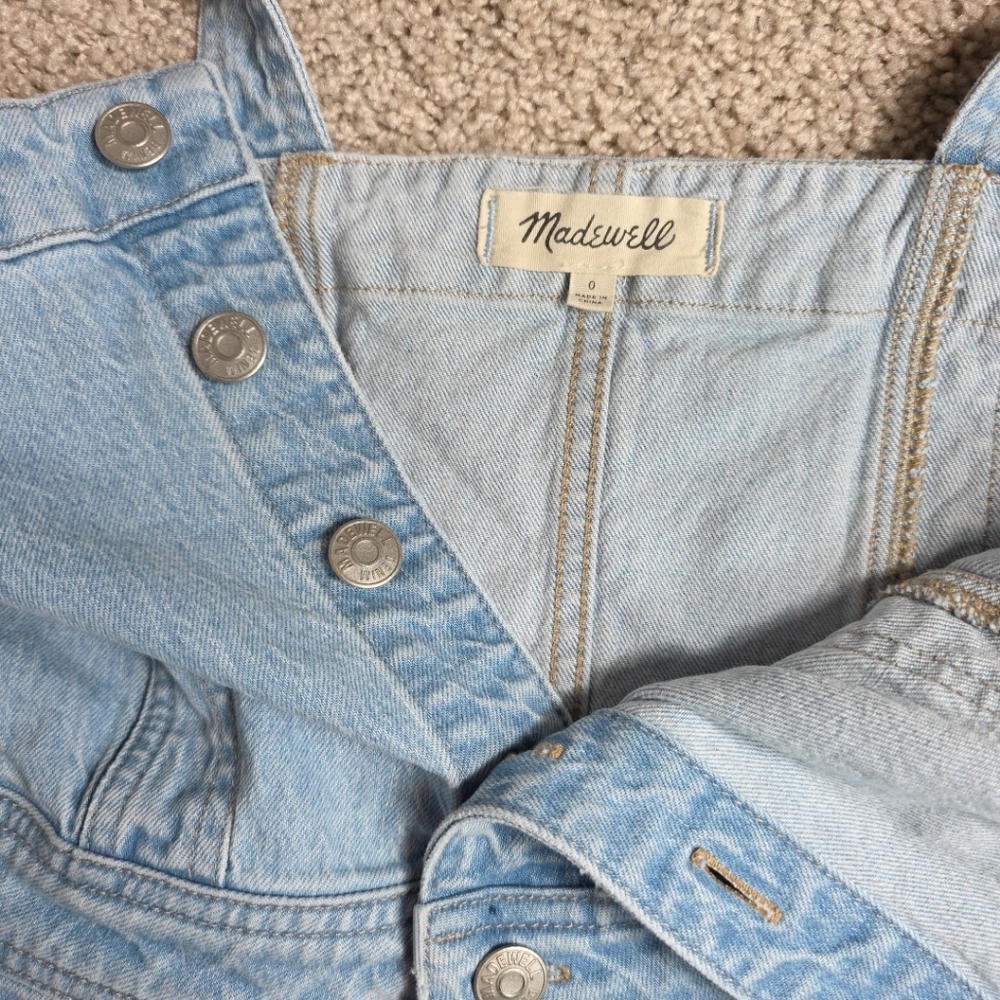 Madewell Denim Stitched Strap Jumpsuit Size 0 Light Wash - Picture 6 of 12